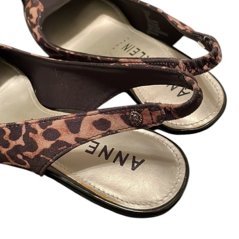 ANNE KLEIN | Women's‎ Black/Brown Cheetah Print Slingback Kitten Heels Size 8